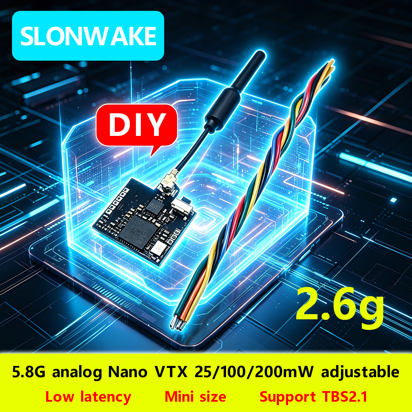 SLONWAKE Nano 5.8G 48CH 200mW  - Fpv Drone Transmitter ulasan dan harga