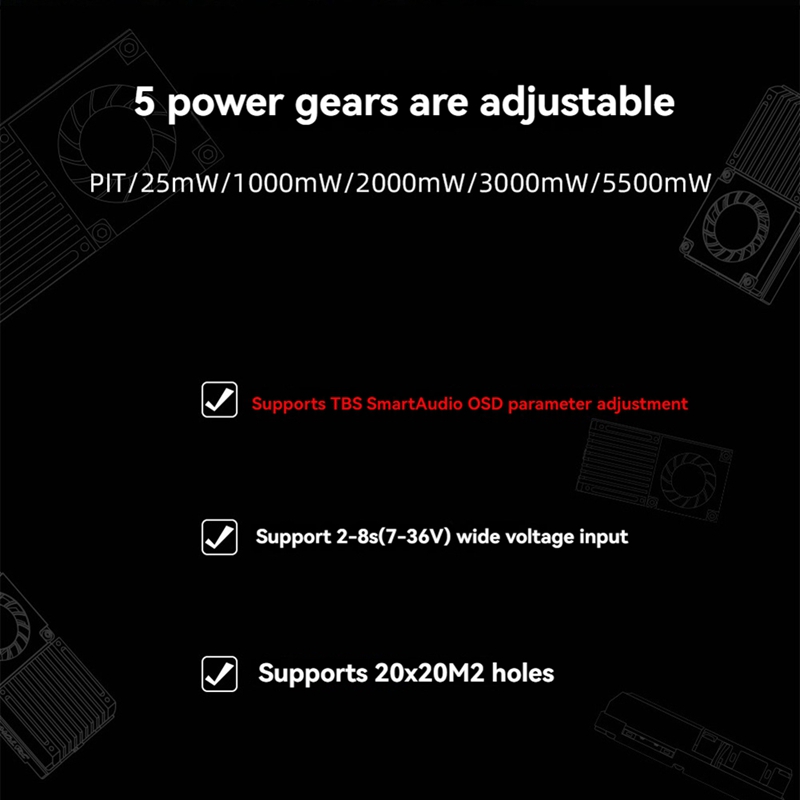 5.8G 5.5W VTX 64CH High Power  - Fpv Drone Transmitter ulasan dan harga